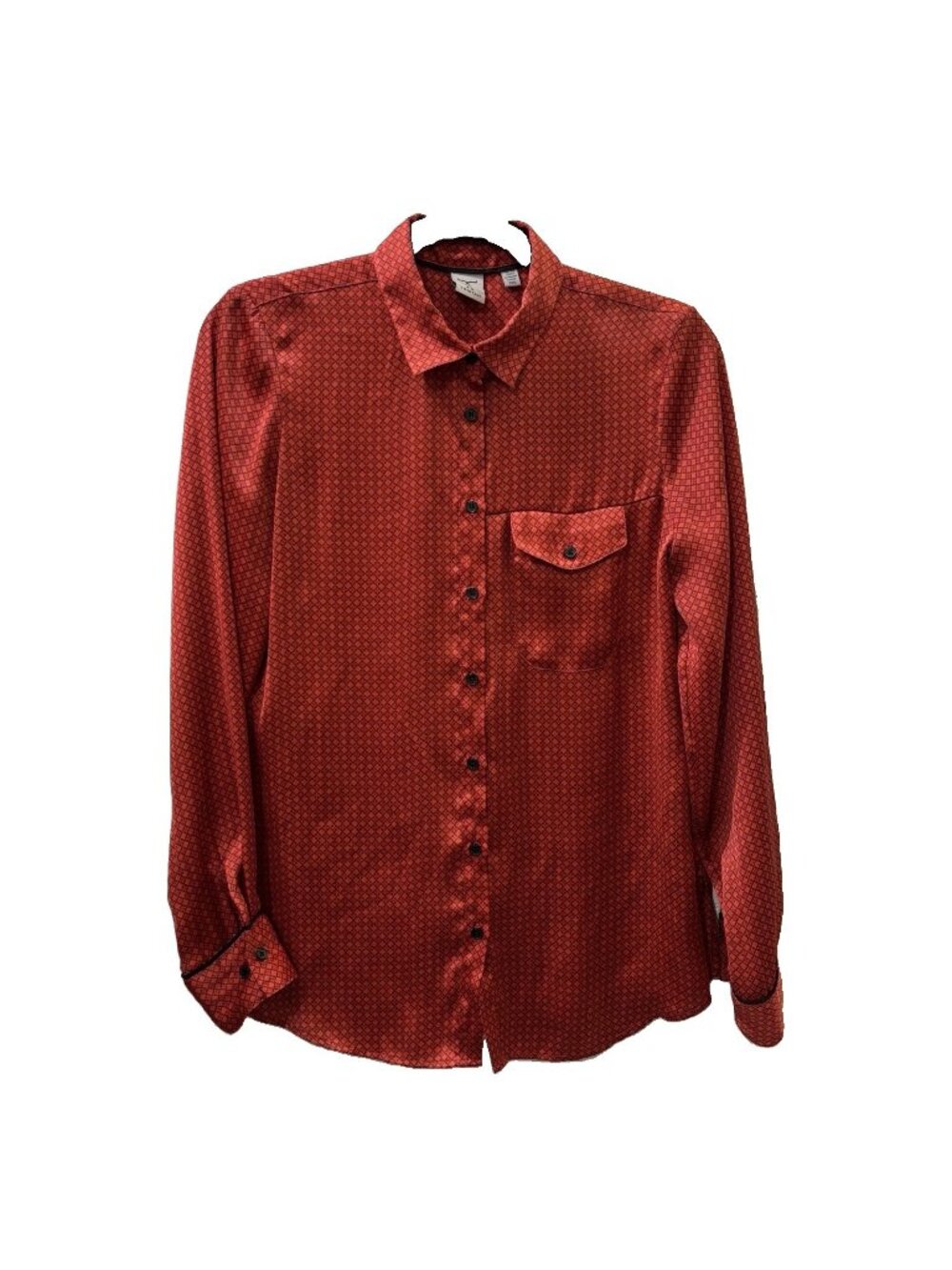 Tristan Satin Collared Long Sleeve Blouse Career Wear Old Money Women Small